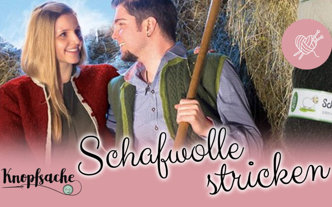 Stricken mit Schafwolle